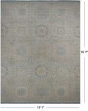 Light Blue Geometric Persian Mamluk Hand Knotted Wool Rug - 12' 1" X 15' 7"