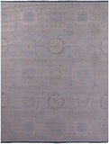 Light Blue Geometric Persian Mamluk Hand Knotted Wool Rug - 12' 1" X 15' 7" - Golden Nile