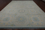 Light Blue Geometric Persian Mamluk Hand Knotted Wool Rug - 12' 1" X 15' 7"