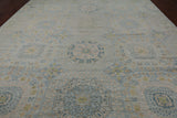 Light Blue Geometric Persian Mamluk Hand Knotted Wool Rug - 12' 1" X 15' 7"