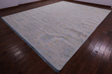 Light Blue Geometric Persian Mamluk Hand Knotted Wool Rug - 12' 1" X 15' 7" - Golden Nile