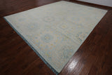 Light Blue Geometric Persian Mamluk Hand Knotted Wool Rug - 12' 1" X 15' 7"