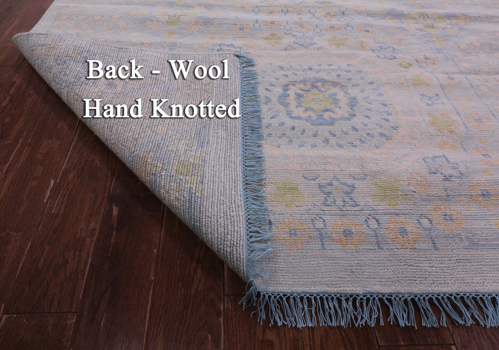 Light Blue Geometric Persian Mamluk Hand Knotted Wool Rug - 12' 1" X 15' 7" - Golden Nile