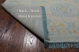 Light Blue Geometric Persian Mamluk Hand Knotted Wool Rug - 12' 1" X 15' 7"
