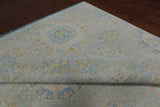 Light Blue Geometric Persian Mamluk Hand Knotted Wool Rug - 12' 1" X 15' 7"