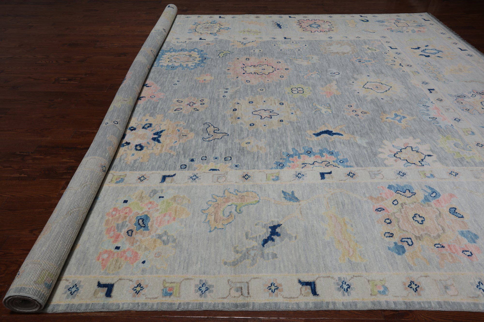 SUPER SALE Silver Persian Sultanabad Hand Knotted Wool Rug - 12' 1" X 14' 9"