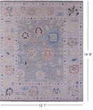 Silver Persian Sultanabad Hand Knotted Wool Rug - 12' 1" X 14' 9" - Golden Nile