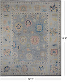 SUPER SALE Silver Persian Sultanabad Hand Knotted Wool Rug - 12' 1" X 14' 9"