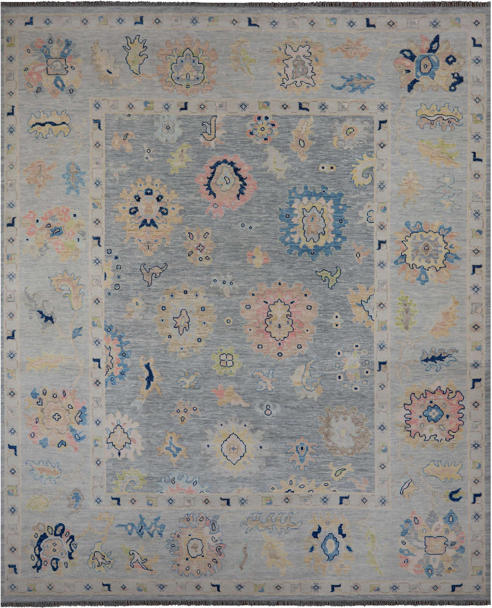 SUPER SALE Silver Persian Sultanabad Hand Knotted Wool Rug - 12' 1" X 14' 9"