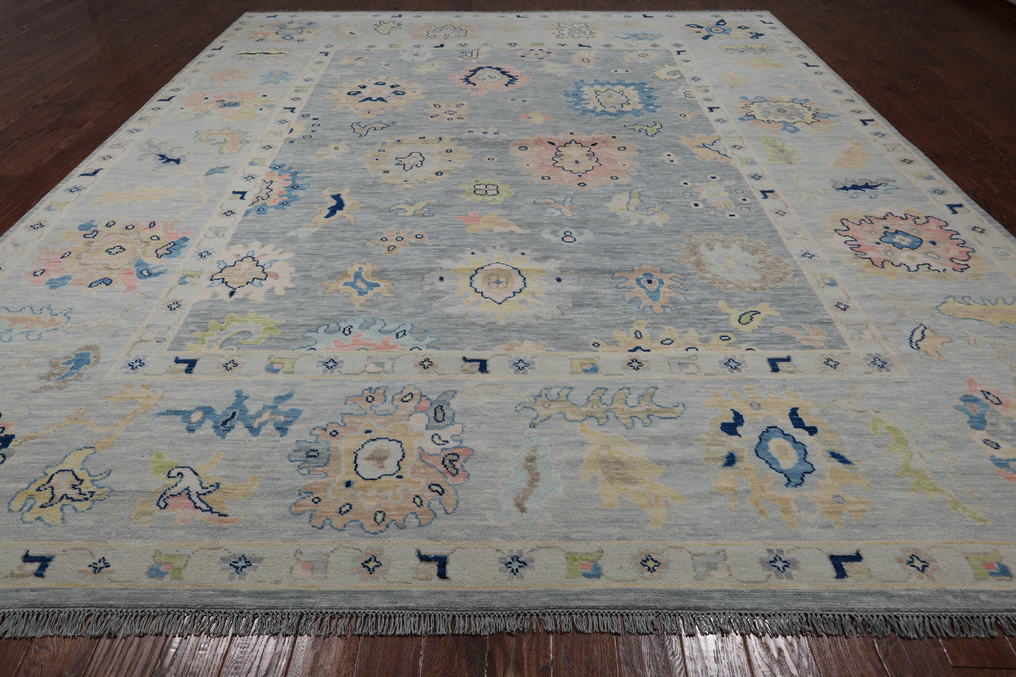 SUPER SALE Silver Persian Sultanabad Hand Knotted Wool Rug - 12' 1" X 14' 9"