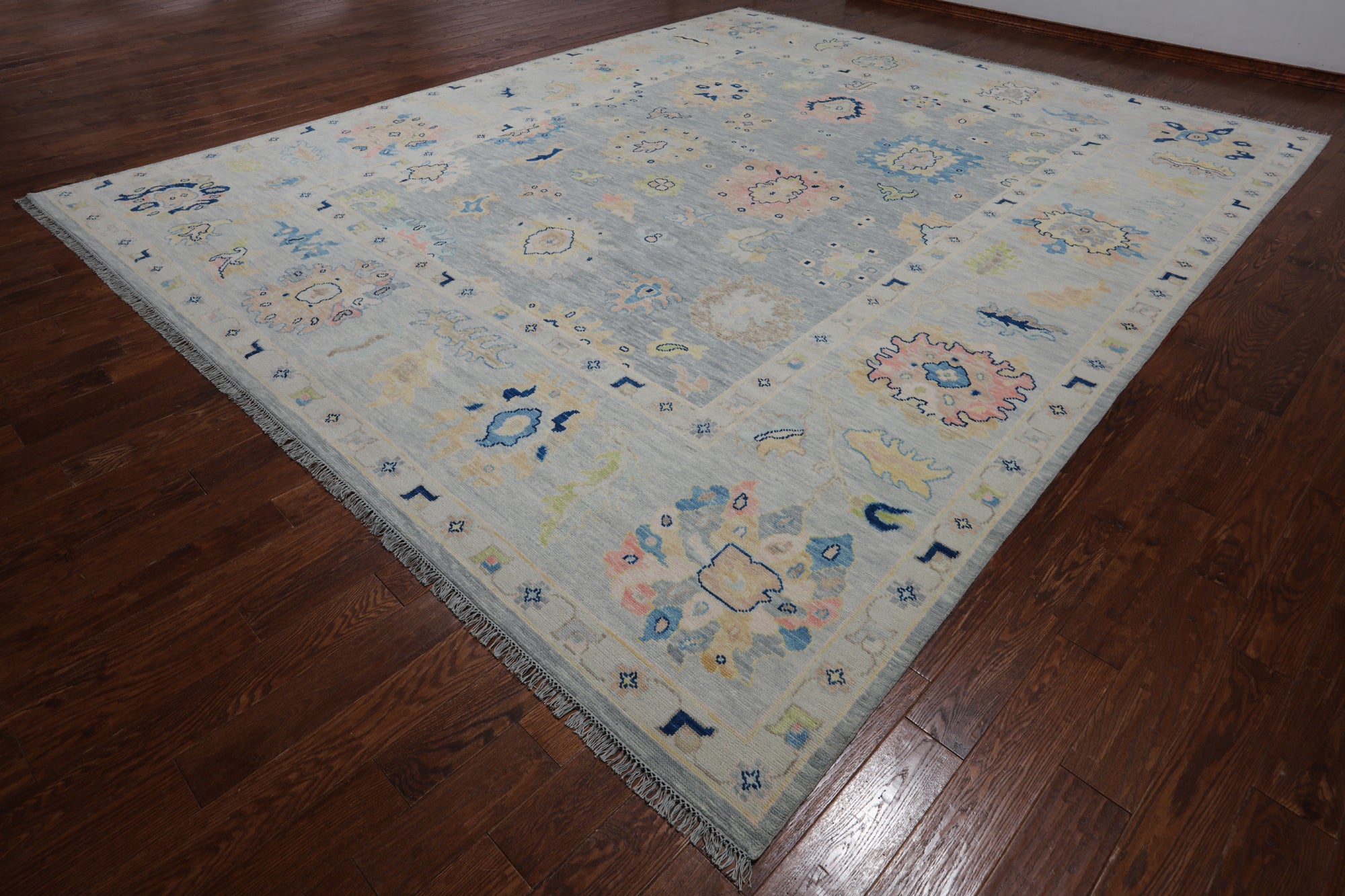 SUPER SALE Silver Persian Sultanabad Hand Knotted Wool Rug - 12' 1" X 14' 9"