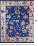 Blue Turkish Oushak Hand Knotted Wool Rug - 12' 2" X 15' 0" - Golden Nile