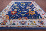 Blue Turkish Oushak Hand Knotted Wool Rug - 12' 2" X 15' 0" - Golden Nile