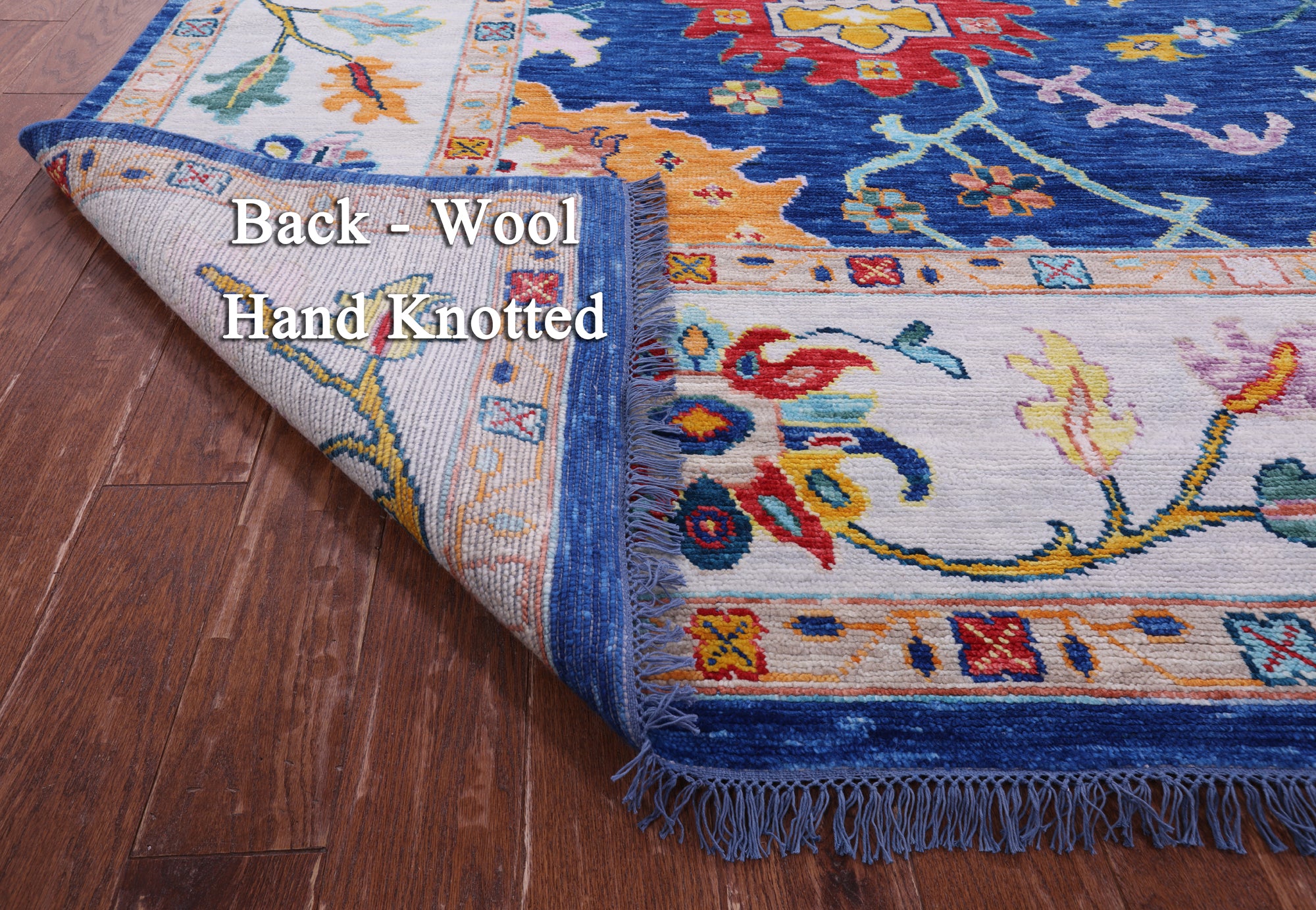 Blue Turkish Oushak Hand Knotted Wool Rug - 12' 2" X 15' 0" - Golden Nile