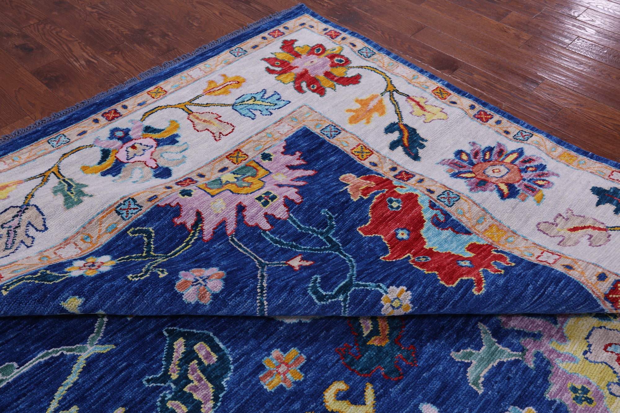 Blue Turkish Oushak Hand Knotted Wool Rug - 12' 2" X 15' 0" - Golden Nile