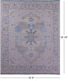 Silver Persian Bakshaish Hand Knotted Wool Rug - 12' 2" X 14' 10" - Golden Nile