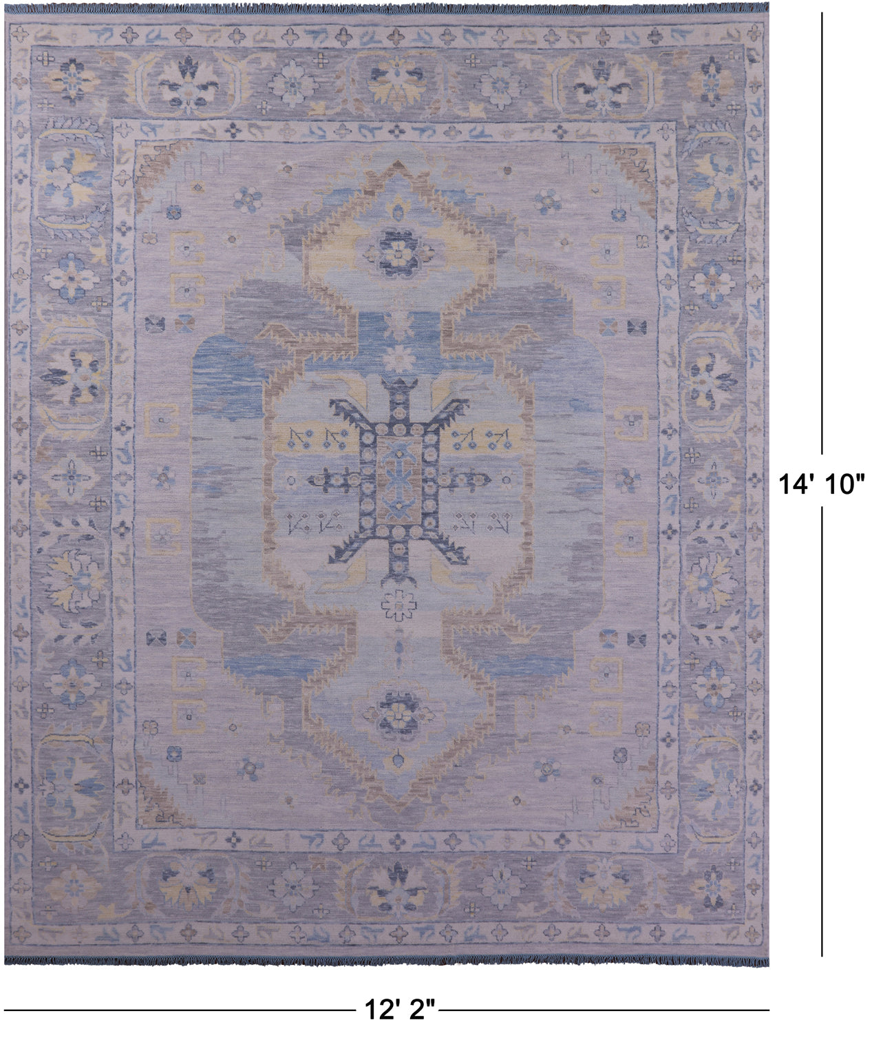 Silver Persian Bakshaish Hand Knotted Wool Rug - 12' 2" X 14' 10" - Golden Nile