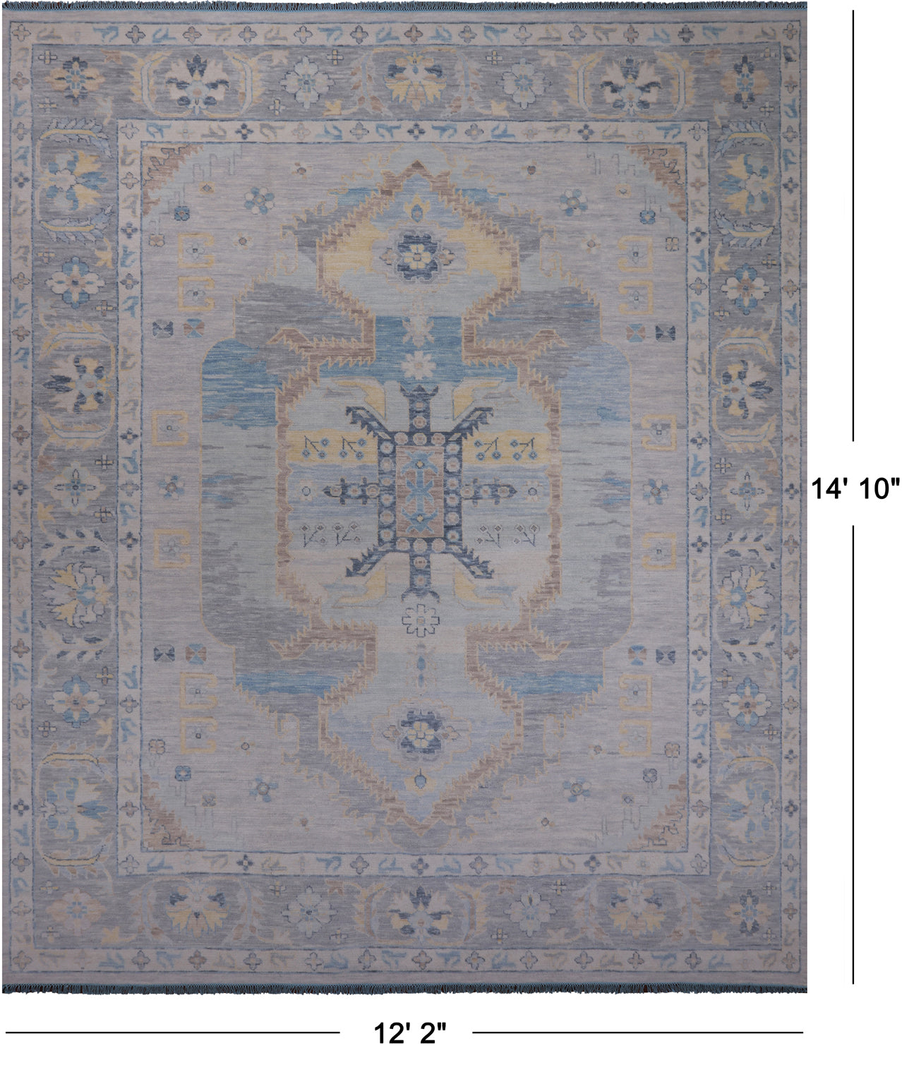 Silver Persian Bakshaish Hand Knotted Wool Rug - 12' 2" X 14' 10"