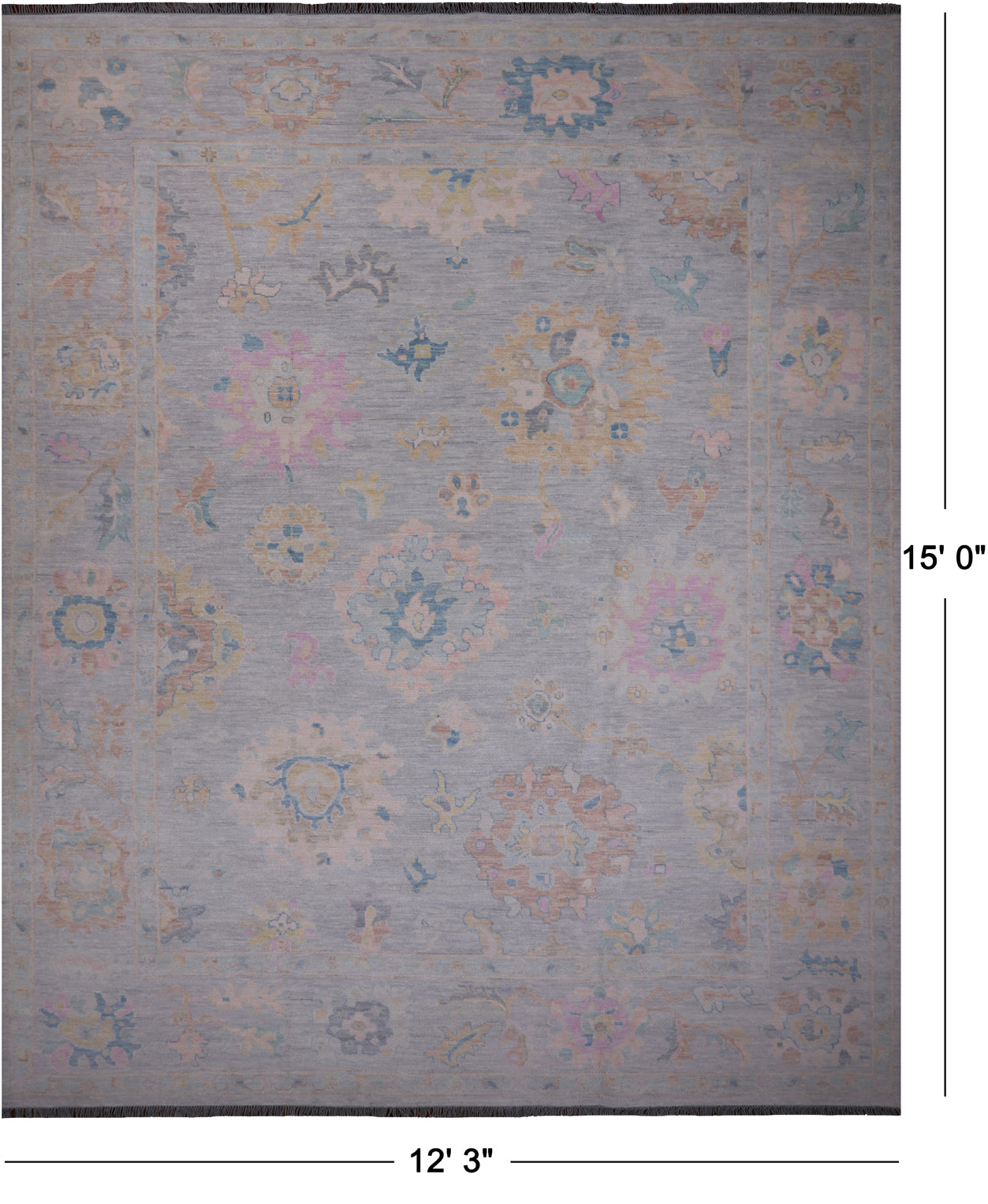 SUPER SALE Silver Persian Sultanabad Hand Knotted Wool Rug - 12' 3" X 15' 0"