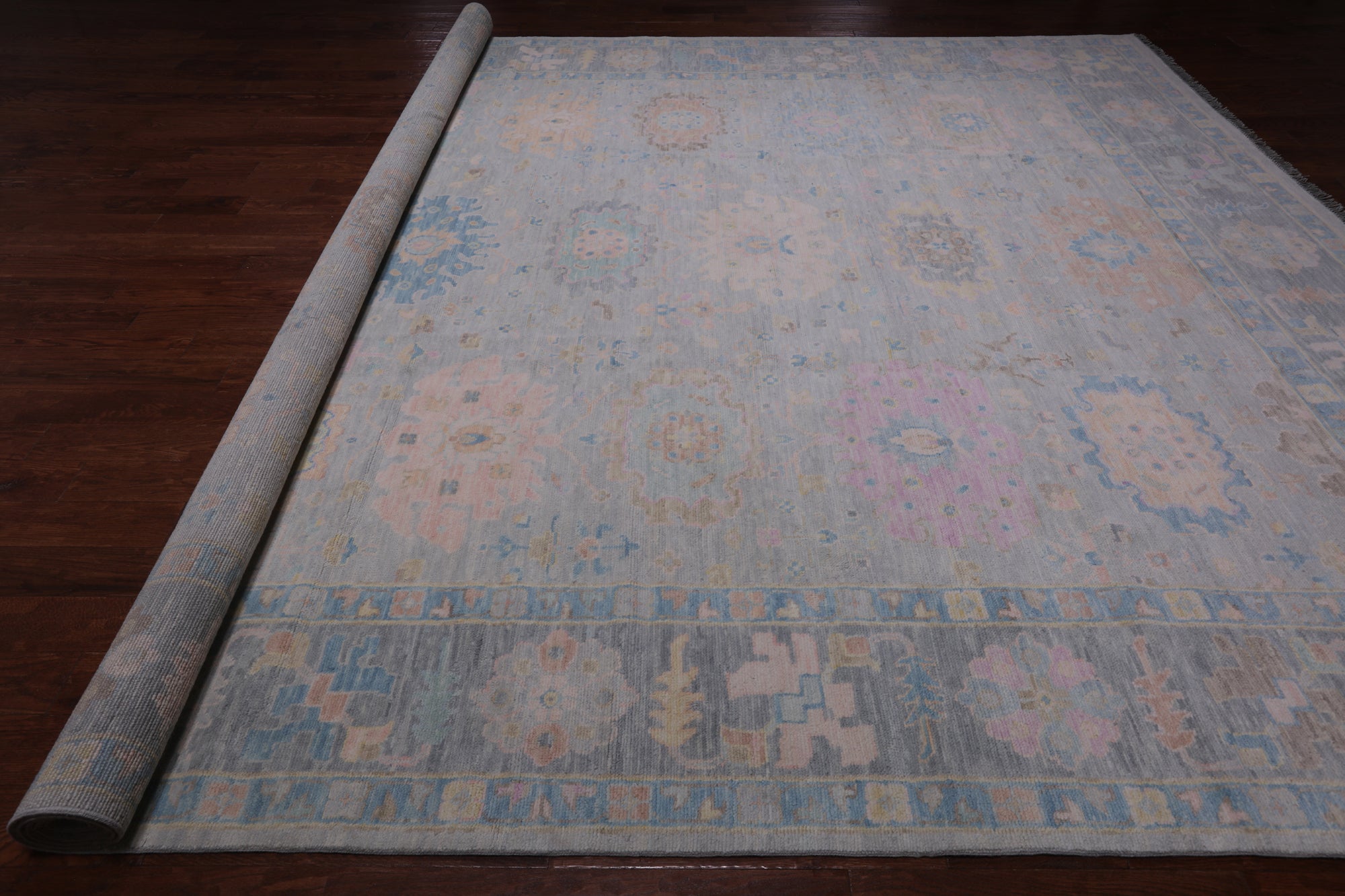 SUPER SALE Silver Persian Sultanabad Hand Knotted Wool Rug - 12' 1" X 15' 0"