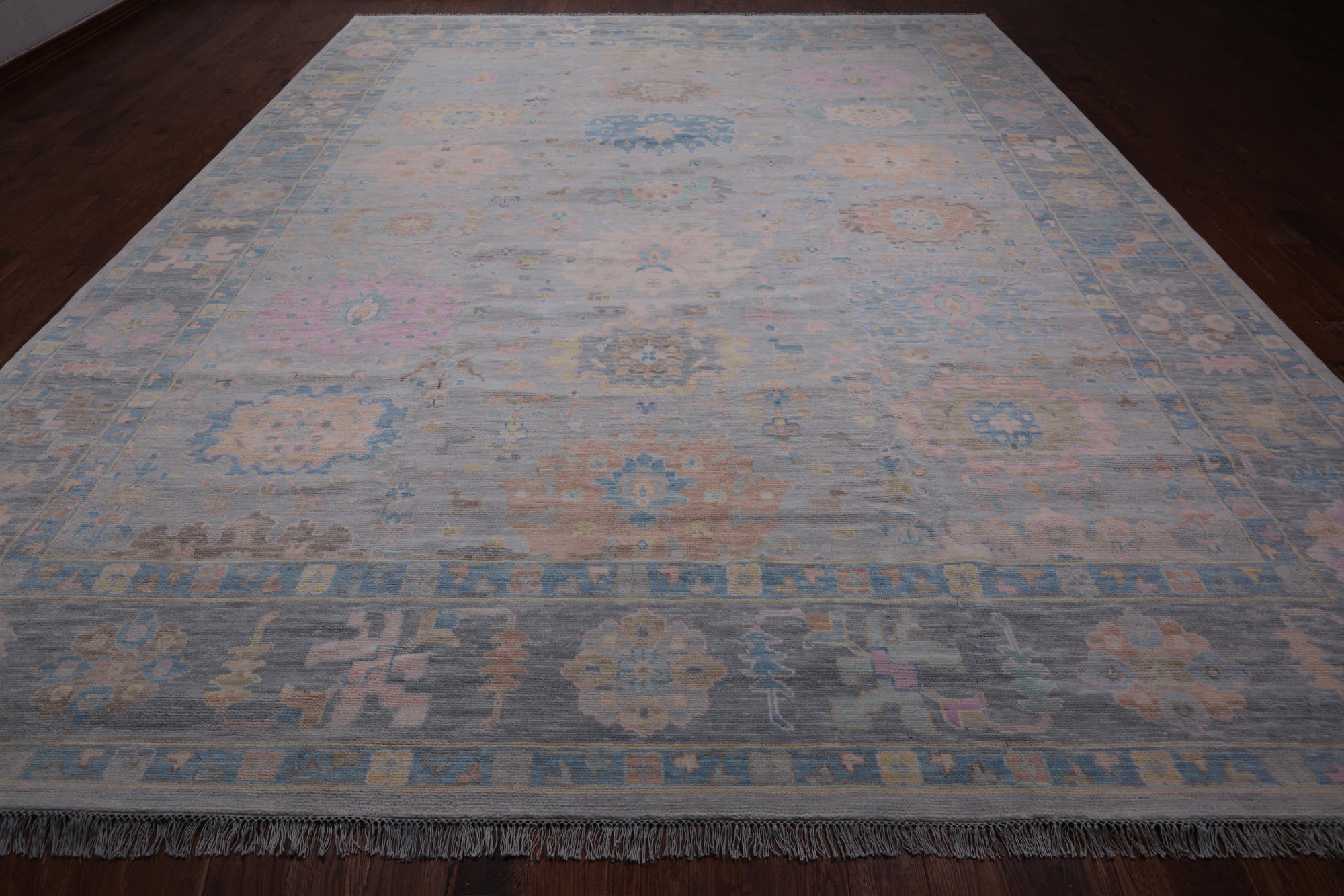 SUPER SALE Silver Persian Sultanabad Hand Knotted Wool Rug - 12' 1" X 15' 0"