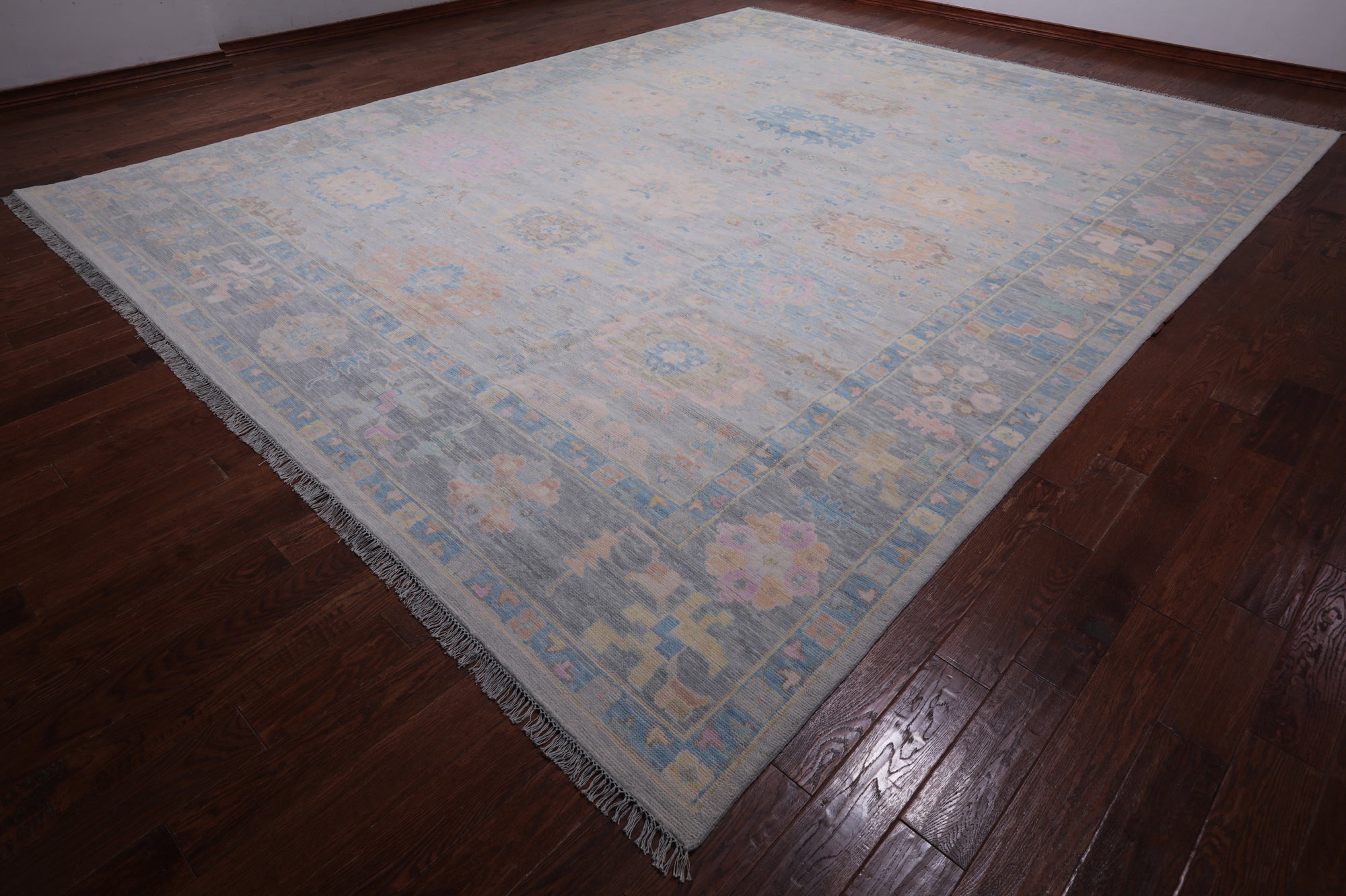 SUPER SALE Silver Persian Sultanabad Hand Knotted Wool Rug - 12' 1" X 15' 0"