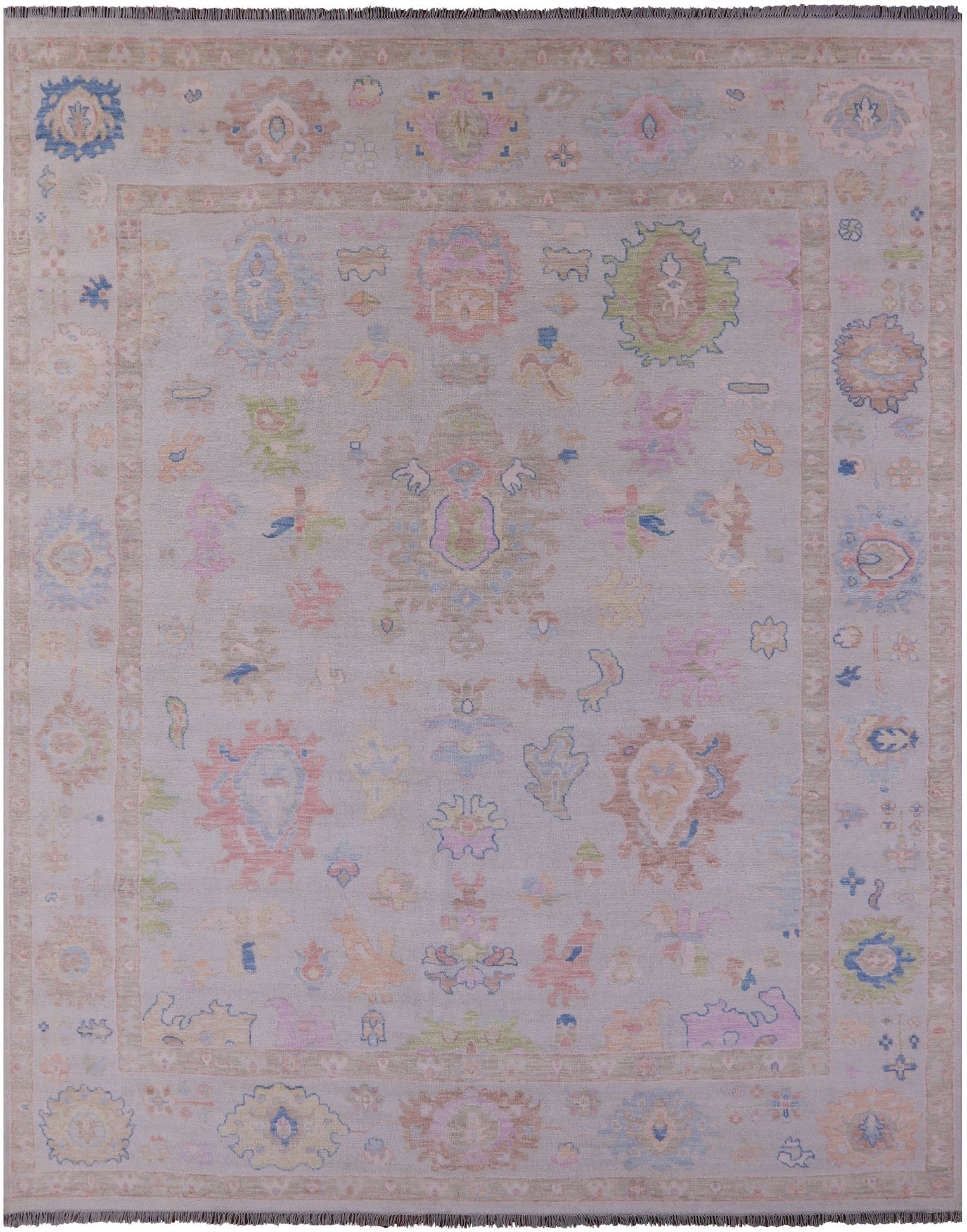 Ivory Persian Sultanabad Hand Knotted Wool Rug - 12' 1" X 14' 6" - Golden Nile