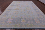 Light Blue Geometric Fine Serapi Hand Knotted Wool Rug - 12' 1" X 15' 3" - Golden Nile