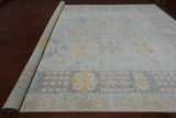 Light Blue Geometric Fine Serapi Hand Knotted Wool Rug - 12' 1" X 15' 3"