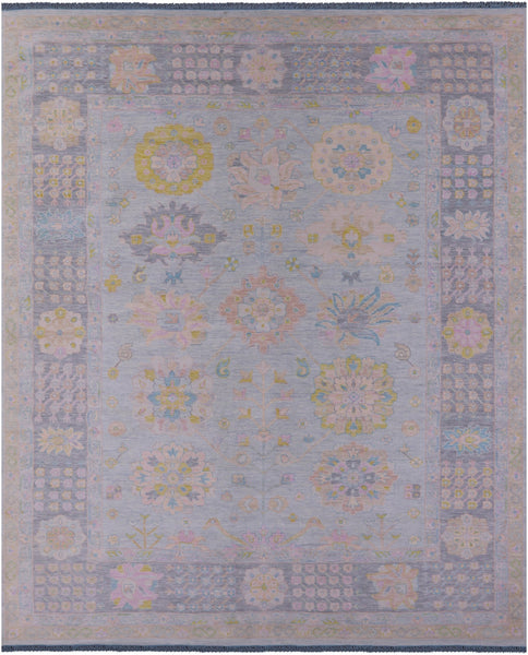 Light Blue Geometric Fine Serapi Hand Knotted Wool Rug - 12' 1" X 15' 3" - Golden Nile