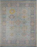 Light Blue Geometric Fine Serapi Hand Knotted Wool Rug - 12' 1" X 15' 3"