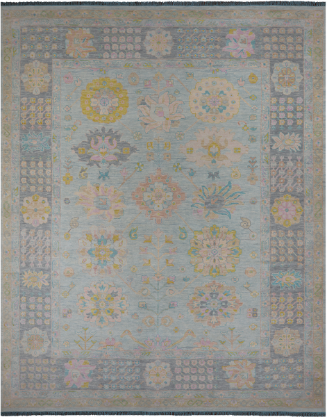Light Blue Geometric Fine Serapi Hand Knotted Wool Rug - 12' 1" X 15' 3"