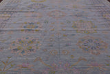 Light Blue Geometric Fine Serapi Hand Knotted Wool Rug - 12' 1" X 15' 3" - Golden Nile
