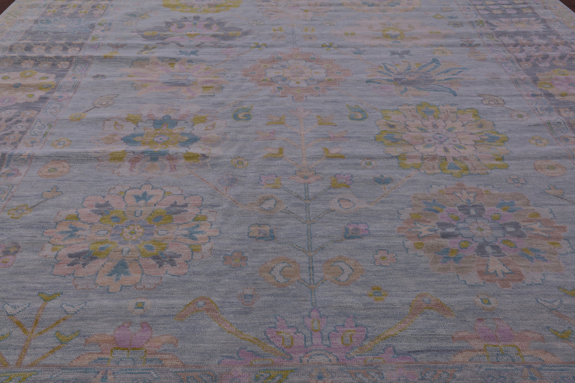 Light Blue Geometric Fine Serapi Hand Knotted Wool Rug - 12' 1" X 15' 3" - Golden Nile