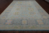 Light Blue Geometric Fine Serapi Hand Knotted Wool Rug - 12' 1" X 15' 3"