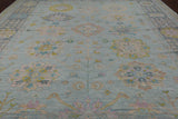 Light Blue Geometric Fine Serapi Hand Knotted Wool Rug - 12' 1" X 15' 3"