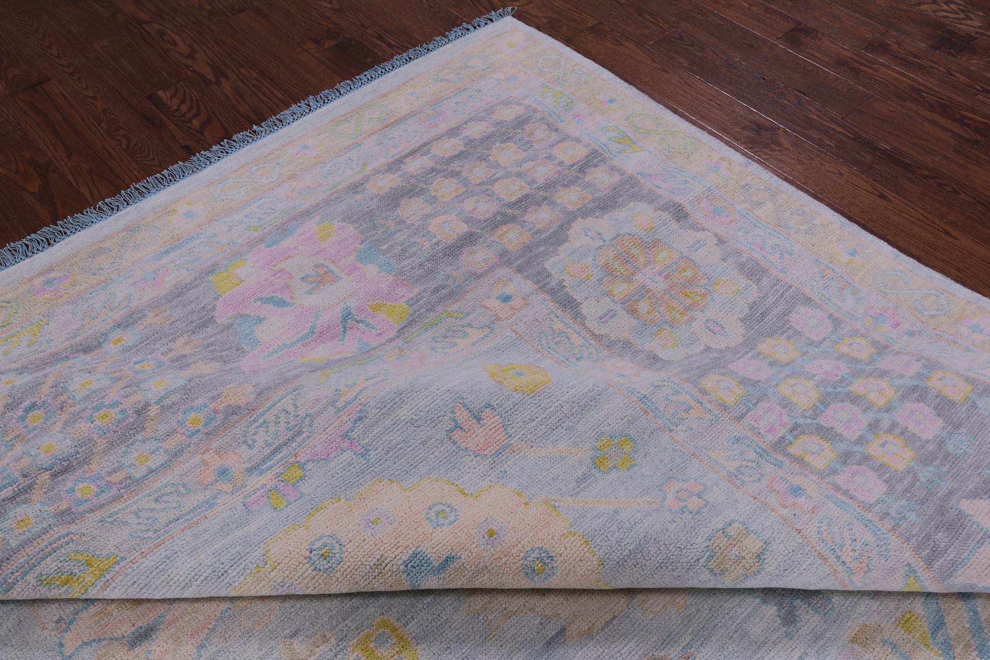 Light Blue Geometric Fine Serapi Hand Knotted Wool Rug - 12' 1" X 15' 3" - Golden Nile