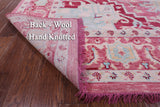Pink Geometric Persian Heriz Serapi Hand Knotted Wool Rug - 10' 0" X 14' 4" - Golden Nile