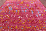 Pink Tribal Moroccan Hand Knotted Wool Rug - 9' 9" X 13' 11" - Golden Nile