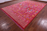 Pink Tribal Moroccan Hand Knotted Wool Rug - 9' 9" X 13' 11" - Golden Nile
