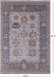 Grey Geometric Fine Serapi Hand Knotted Wool Rug - 10' 0" X 14' 1" - Golden Nile