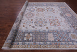 Grey Geometric Fine Serapi Hand Knotted Wool Rug - 10' 0" X 14' 1" - Golden Nile