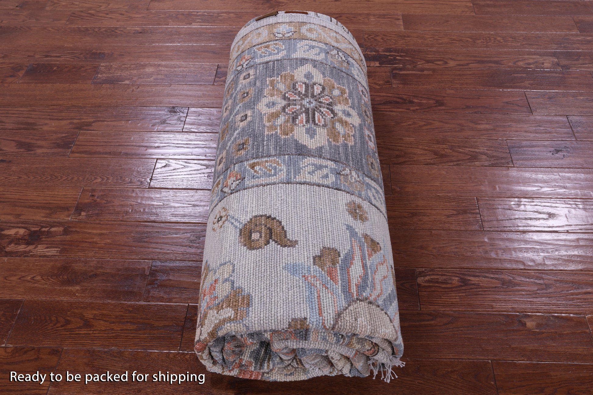 Grey Geometric Fine Serapi Hand Knotted Wool Rug - 10' 0" X 14' 1" - Golden Nile