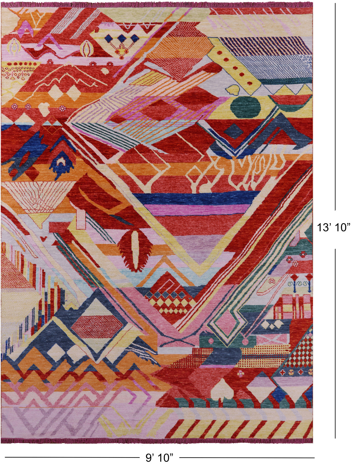 Tribal Moroccan Handmade Wool Rug - 9' 10" X 13' 10" - Golden Nile