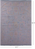 Light Blue Persian Sultanabad Hand Knotted Wool Rug - 10' 1" X 14' 3" - Golden Nile