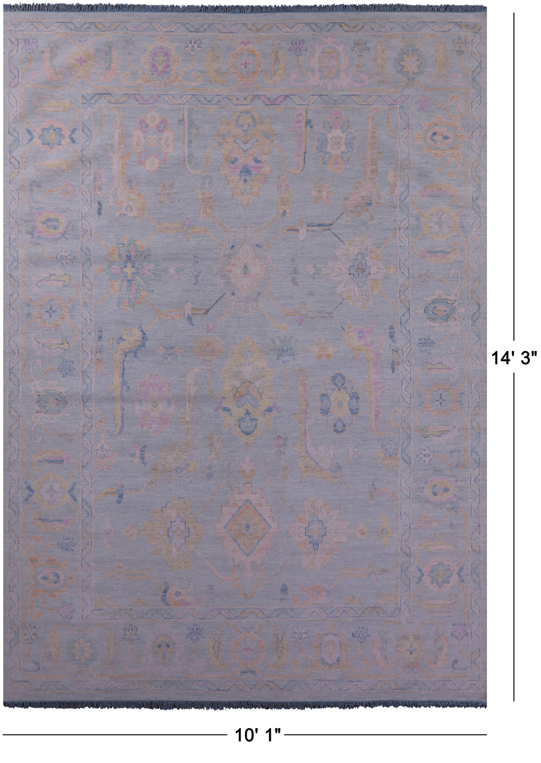 Light Blue Persian Sultanabad Hand Knotted Wool Rug - 10' 1" X 14' 3" - Golden Nile