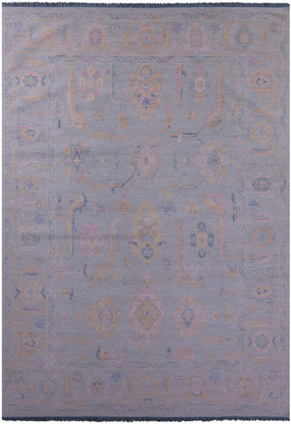 Light Blue Persian Sultanabad Hand Knotted Wool Rug - 10' 1" X 14' 3" - Golden Nile