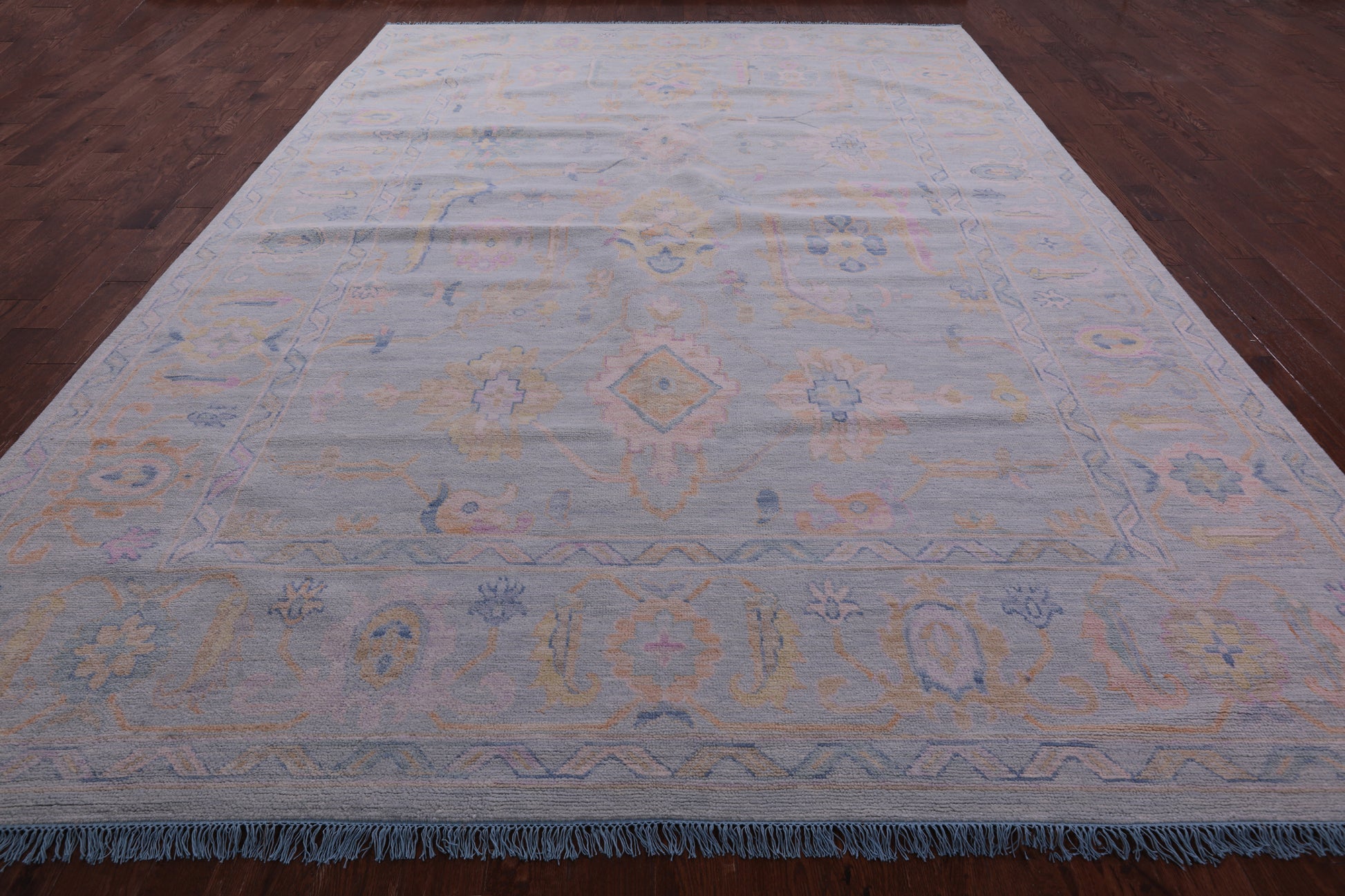 Light Blue Persian Sultanabad Hand Knotted Wool Rug - 10' 1" X 14' 3" - Golden Nile