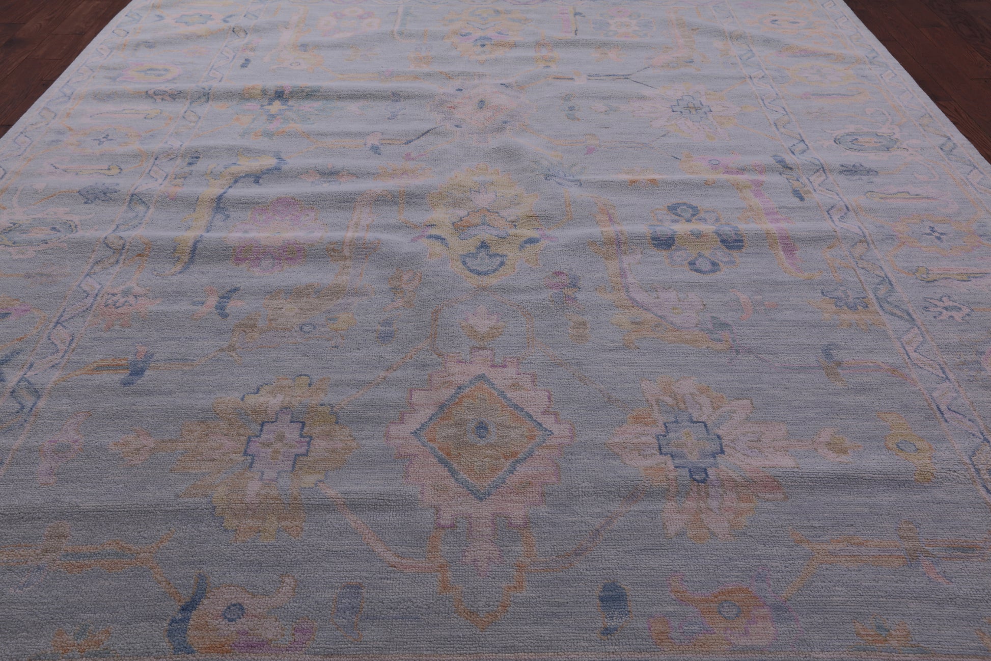 Light Blue Persian Sultanabad Hand Knotted Wool Rug - 10' 1" X 14' 3" - Golden Nile