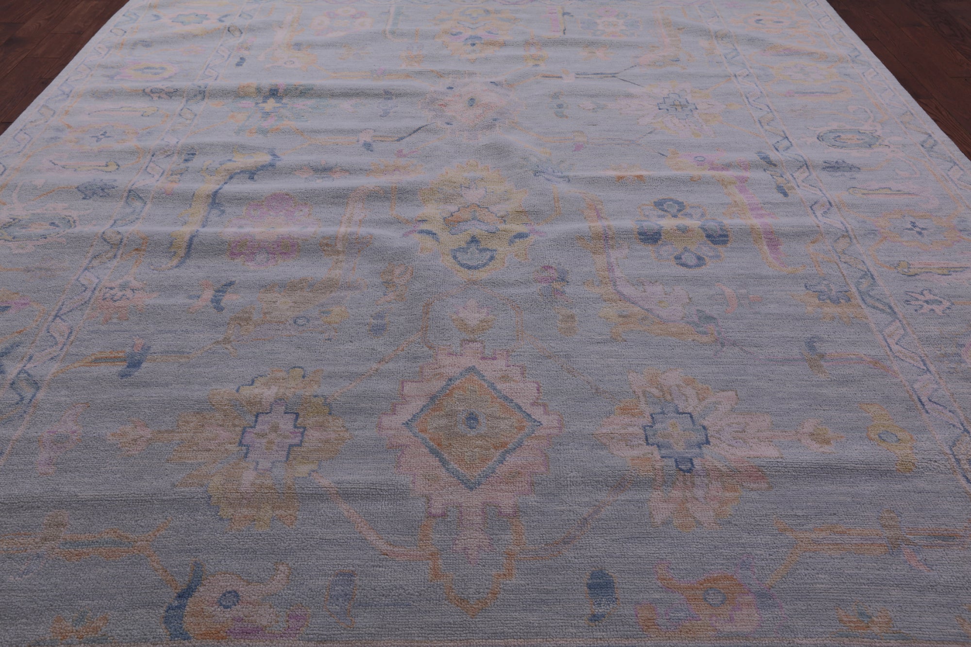 Light Blue Persian Sultanabad Hand Knotted Wool Rug - 10' 1" X 14' 3" - Golden Nile